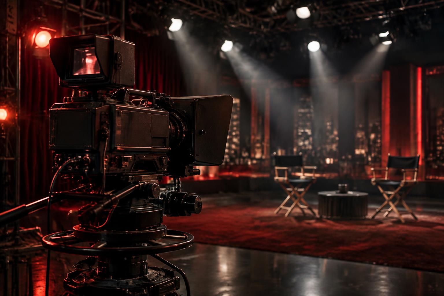 Behind the scenes of a television production studio